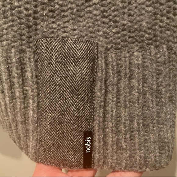 Nobis Cartigan Zip Up Grey Lambs Wool Knit with Tweed accents - Picture 16 of 16